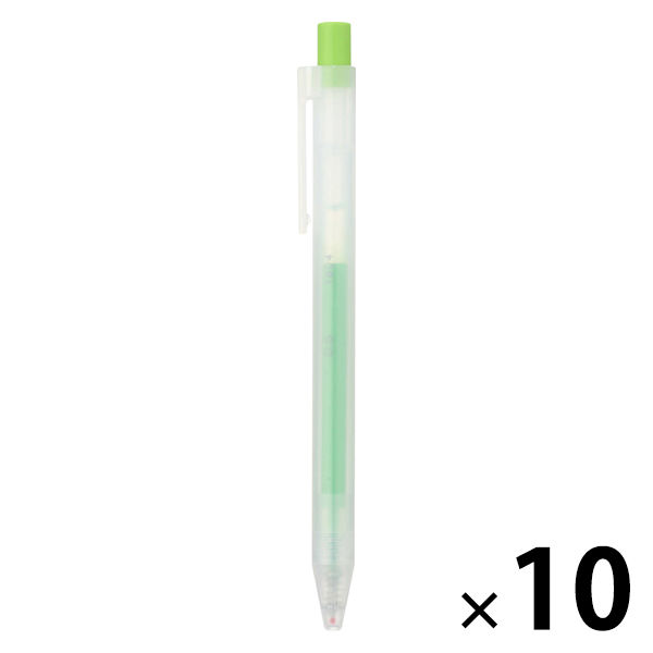 無印良品 さらさら描けるゲルインキボールペン ノック式 0.5mm 黄緑 1箱（10本入） 良品計画