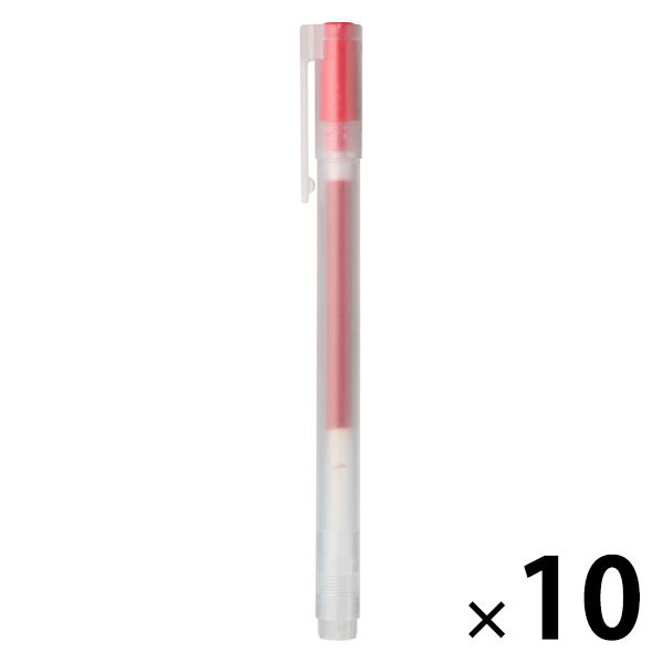 無印良品 ゲルインキボールペン キャップ式 0.5mm 赤 1箱（10本入 