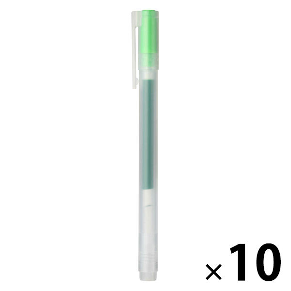 【SALE】 無印良品 ゲルインキボールペン キャップ式 0.5mm 黄緑 1箱（10本入） 良品計画