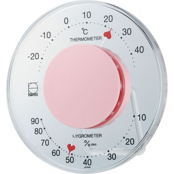 エンペックス気象計 セレナハート温湿度計　桃 LV-7305 1個