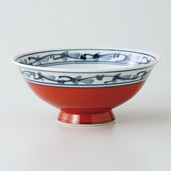西海陶器 菊地紋 飯碗 赤・小 70870 5個（直送品）