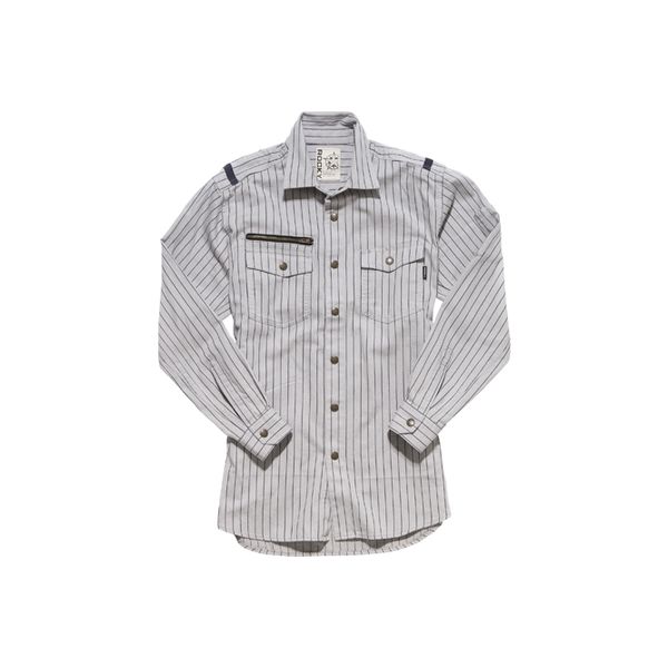 ボンマックス ROCKY ストライプミリタリーシャツ サンドグレー LL RS4602-12-LL 1枚（直送品）