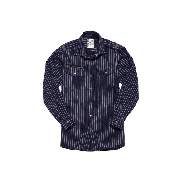 ボンマックス ROCKY ストライプミリタリーシャツ アースネイビー LL RS4602-28-LL 1枚（直送品）