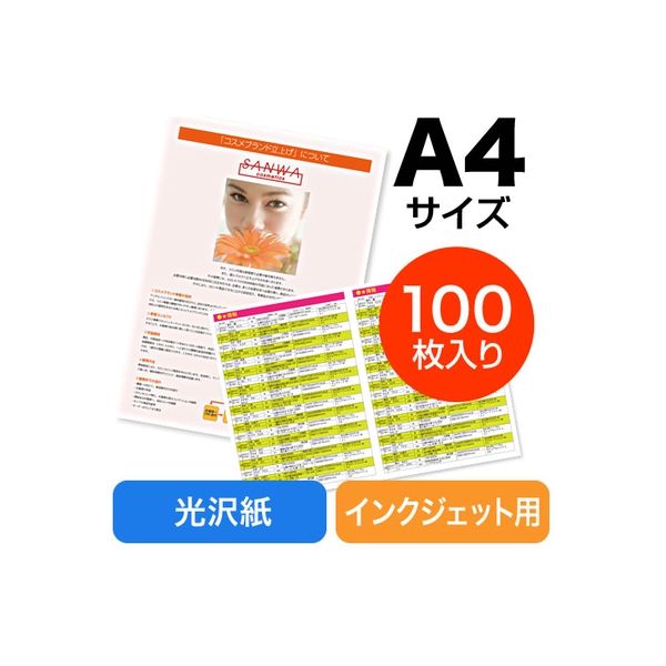 サンワダイレクト インクジェット写真光沢紙（A4・100シート） 300-JP026 1個（直送品）