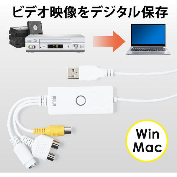サンワダイレクト USBビデオキャプチャー（デジタル保存・Windows・Mac・USB） 400-MEDI024 1個（直送品）