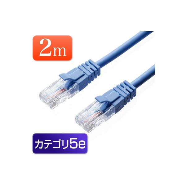 サンワダイレクト LANケーブル 2m （ブルー・1000BASE-T・より線） 500-LAN002BL 1個（直送品）