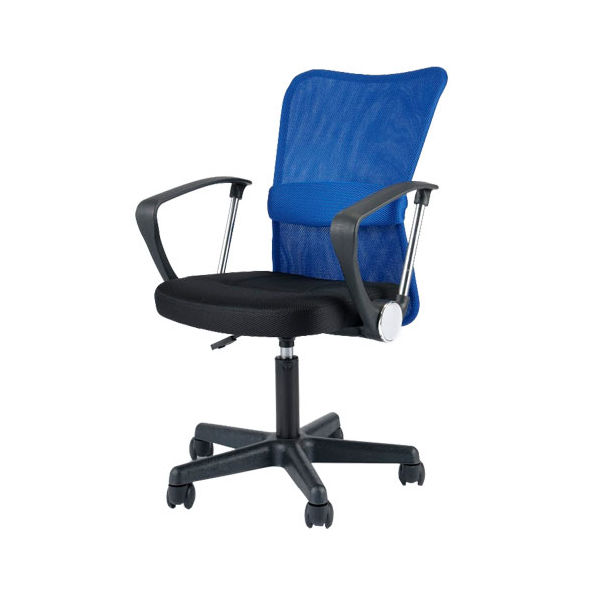 Netforce オフィスチェア キューチェア 肘付 ブルー メッシュ パソコン 事務 腰痛対策 1脚（直送品）