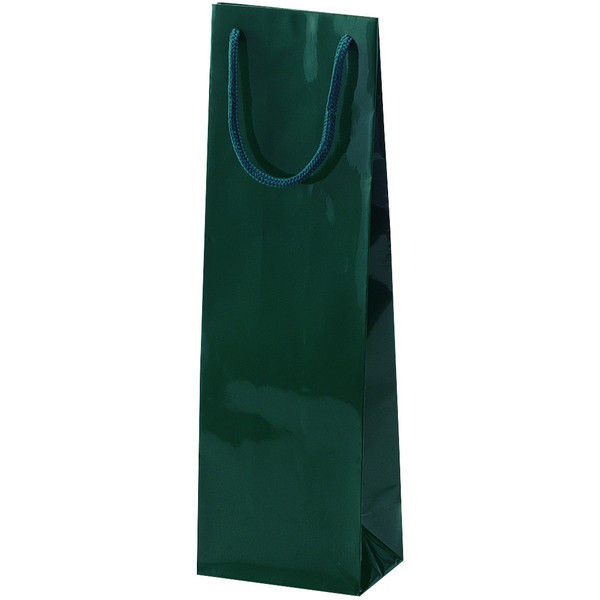 ヤマニパッケージ ワイン1本用手提袋（グリーン） YW-15 1ケース（100枚：10枚袋入×10）（直送品）