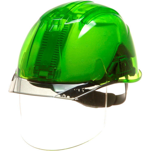 DICプラスチック PC製ヘルメット AP11EVO-CS 通気孔無/ライナーA11・シールド付/内装HA6 スケルトングリーン/スモーク 1個（直送品）