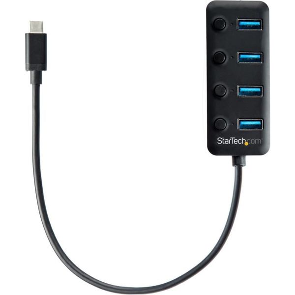 USBハブ Type-C接続 USB-A×4ポート オン/オフスイッチ付き HB30C4AIB 1個 StarTech.com（直送品） - アスクル
