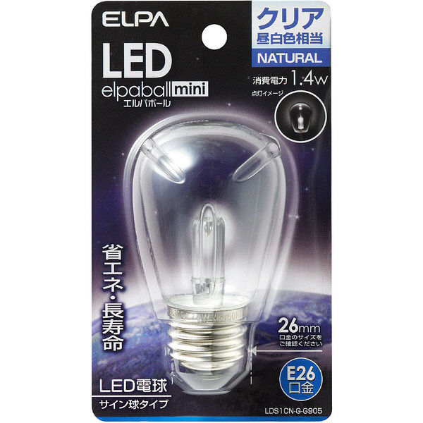 朝日電器 LED電球サイン形E26 LDS1CN-G-G905（直送品）