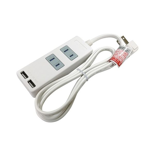 星光商事 USB付タップ 2個口 込口防塵シャッター付 SK-2T2USBW 1個 3-8318-01（直送品）