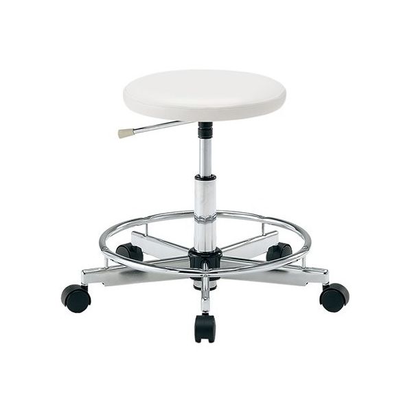 アズワン クリーンカラフルラウンドチェア(クラス100対応) 足掛リング有り ホワイト LRC-WR 1脚 2-672-05（直送品）