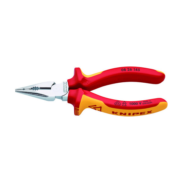 KNIPEX 1000V絶縁ニードルノーズペンチ 145mm 0826-145 1丁 116-3229（直送品）