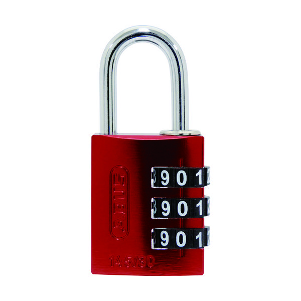 日本ロックサービス ABUS ナンバー可変式ダイヤル錠 145ーBigD/30 RED 幅31mm ツル径5mm レッド 1個（直送品）