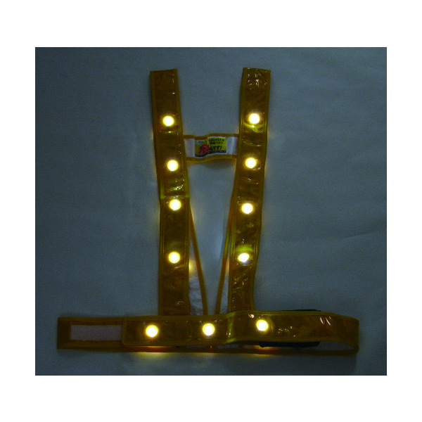 ミズケイ LEDタスキ型安全ベスト「光るんです」<ゴールド/白LED> 3020002 1枚 115-7212（直送品）