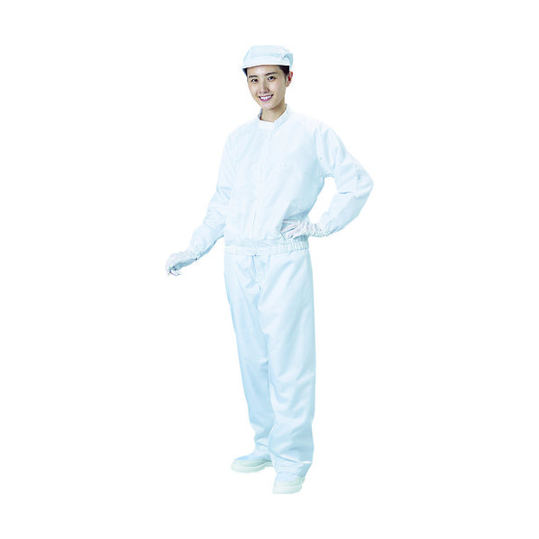 ブラストン クリーンルーム用ウエア 防塵ジャケット(立衿) 白 Mサイズ BSC-42001-W-M 1着 115-8266（直送品）