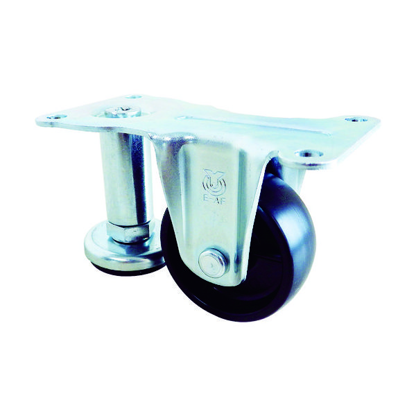 プレート式 自在 アジャスター付キャスター ゴム 車輪径50mm Eタイプ ERーAF型 取付寸法56×28 ER-50R-AF 1個（直送品）