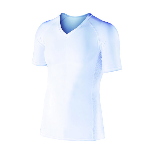 おたふく手袋 おたふく BT冷感 パワーストレッチ 半袖Vネックシャツ ホワイト M JW-622-WH-M 1着 102-7070（直送品）