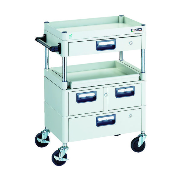 TRUSCO ツールワゴン フェニックスワゴン 省音 600X400 H880 引出付 スライド1段 ホワイト PEW-961M1VWZ-W（直送品）