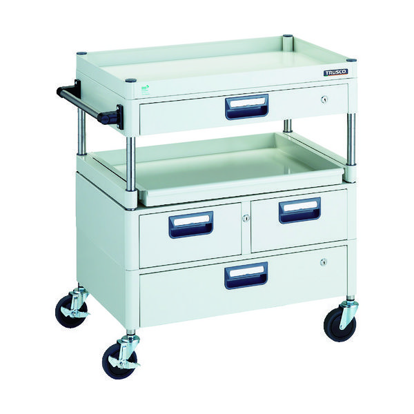 TRUSCO ツールワゴン フェニックスワゴン 省音 750X500 H880 引出付 スライド1段 ホワイト PEW-971M1VWZ-W（直送品）