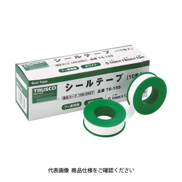 トラスコ中山 TRUSCO シールテープ 13mmX15m T6-15S 1セット(10巻) 100-0957（直送品）