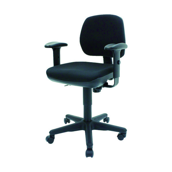 トラスコ中山 TRUSCO オフィスチェア 布張り 肘付 ブラック T-05A-BK 1脚 125-6665（直送品）