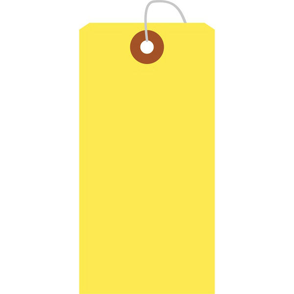 ササガワ カラー荷札 中 黄 一穴 25-124 1セット（2，000枚箱入：50枚帯×40束）（取寄品）