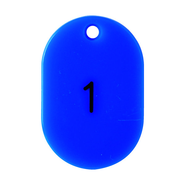 トラスコ中山 TRUSCO 番号入小判札 小 45X30 1~25 青 TKFS-0125-B 1箱(25枚) 116-2340（直送品）