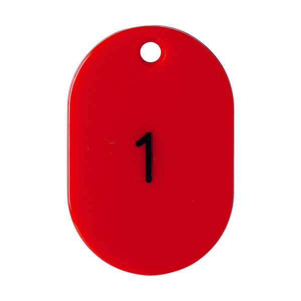 トラスコ中山 TRUSCO 番号入小判札 小 45X30 1~25 赤 TKFS-0125-R 1箱(25枚) 116-2338（直送品）