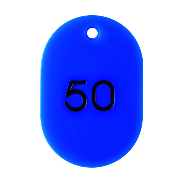 トラスコ中山 TRUSCO 番号入小判札 大 60X40 26~50 青 THFL-2650-B 1箱(25枚) 116-2323（直送品）