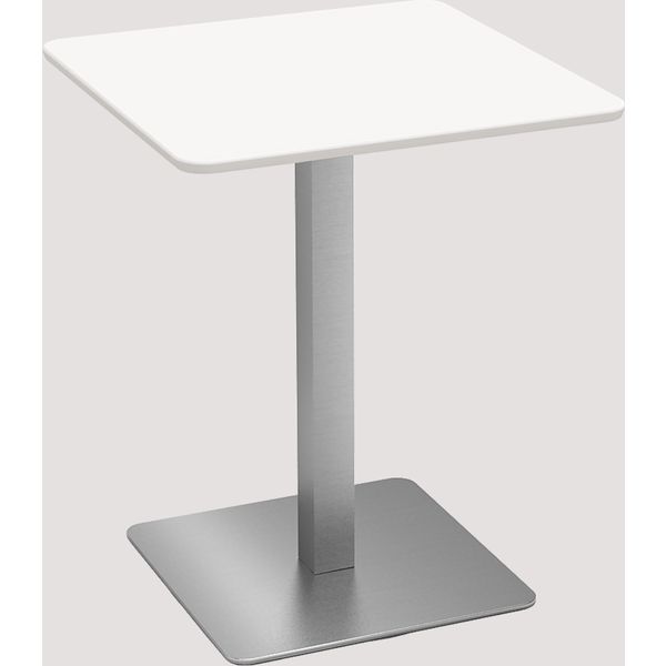 軒先渡し】Y2K カフェテーブル600角天板ステンレス脚 ホワイト 600×600 