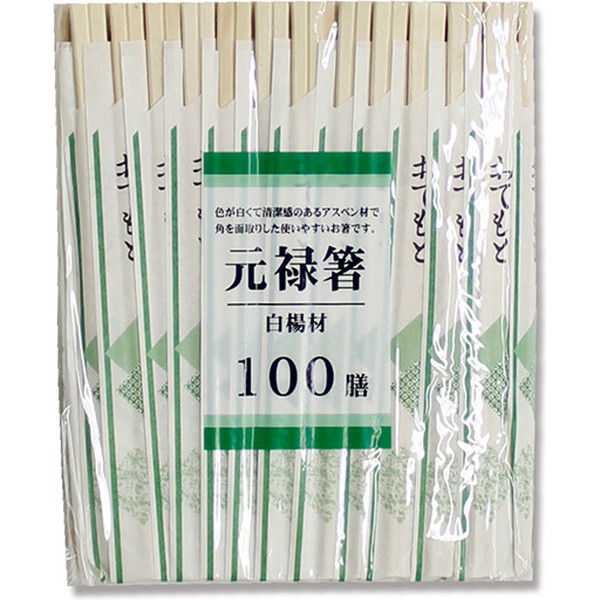 東亜箸販売 白楊元禄小袋入 格子柄 20.3cm 004636462 1セット(100膳入×40束)（直送品）