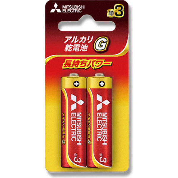 【ケース販売】三菱電機 アルカリ電池 LR6GD/2BPアルカリ単3 007596301  1ケース(2本入×10パック)（直送品）