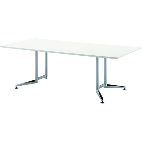 【組立設置付】プラス 会議テーブル スタンダードテーブル スクエア天板 幅2100×奥行1000×高さ700mm ホワイト WX-JR2100S 1台（直送品）