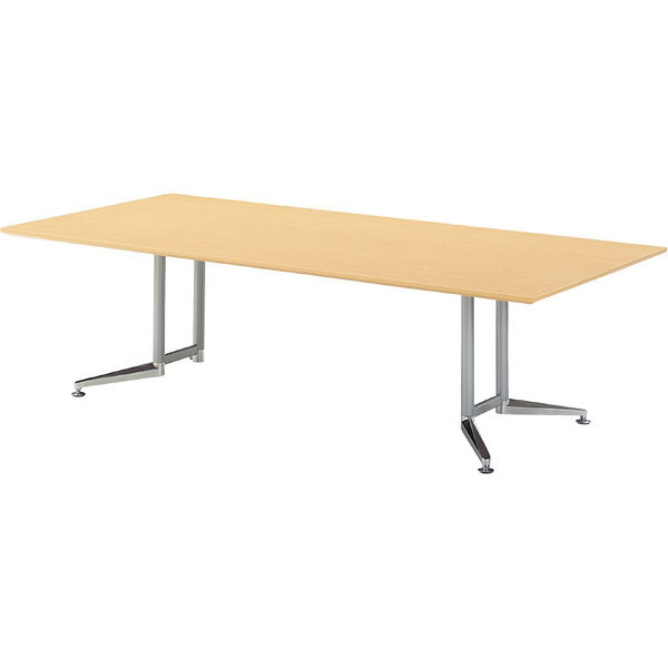 【組立設置付】プラス 会議テーブル スタンダードテーブル スクエア天板 幅2400×奥行1200×高さ700mm ホワイト WX-JR2400S 1台（直送品）