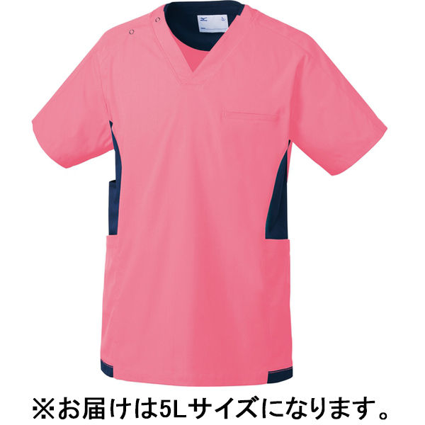 チトセ スクラブ 兼用 ピンク×ネイビー 5L MZ-0181（取寄品）