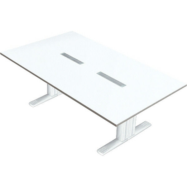 【組立設置付】プラス XF TYPE-L 会議テーブル 幅2400×奥行1200×高さ720mm ホワイト/ホワイト XL-2412KG 1台（直送品）