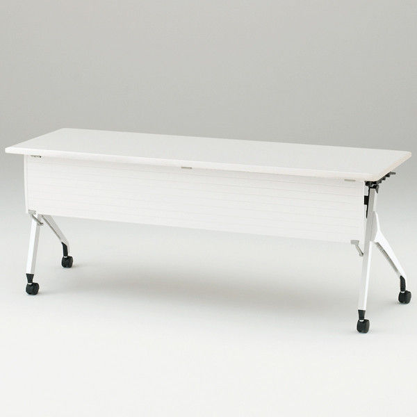 【組立設置込】イトーキ 会議テーブル 天板抗菌 樹脂幕板付（棚付） ホワイト×ホワイト×ホワイト 幅1800×奥行600×高さ720mm 1台（直送品）