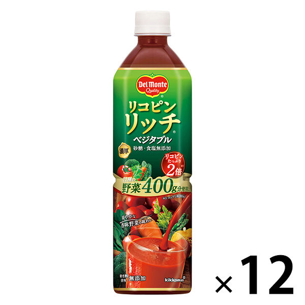 デルモンテ リコピンリッチ ベジタブル 食塩無添加 900g 1箱（12本入）【野菜ジュース】