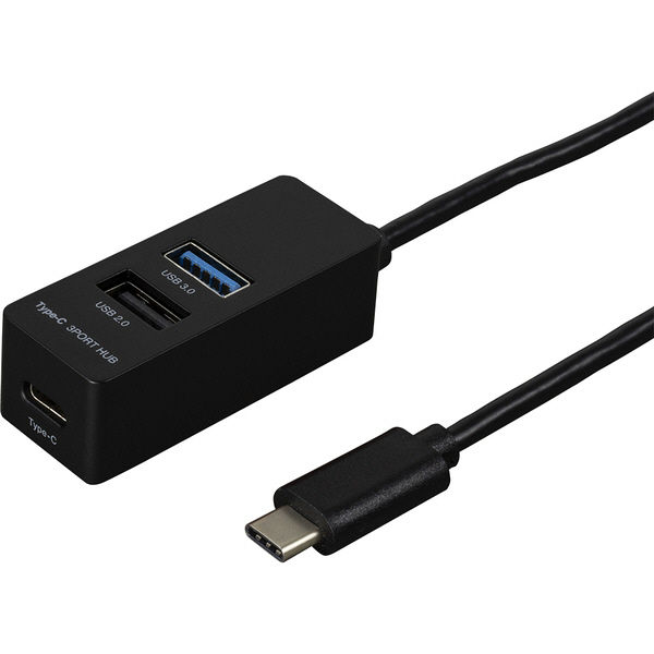 ナカバヤシ Type-C/USB3.0+2.0/3ポートハブ/30cm/ブラック UH-C3113BK 1個（直送品）