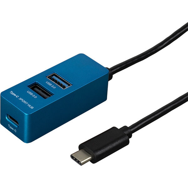 ナカバヤシ Type-C/USB3.0+2.0/3ポートハブ/30cm/ブルー UH-C3113BL 1個（直送品）