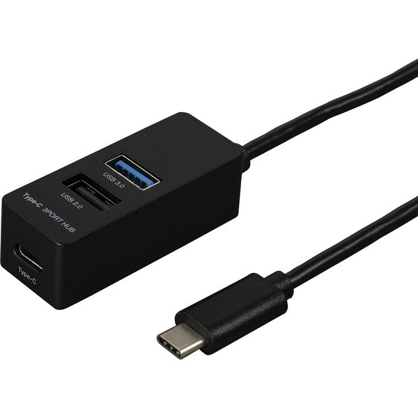 ナカバヤシ Type-C/USB3.0+2.0/3ポートハブ/120cm/ブラック UH-C3123BK 1個（直送品）