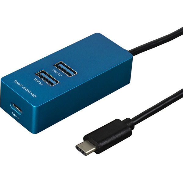 ナカバヤシ Type-C/USB3.1Gen1/3ポートハブ/30cm/ブルー UH-C3133BL 1個（直送品）
