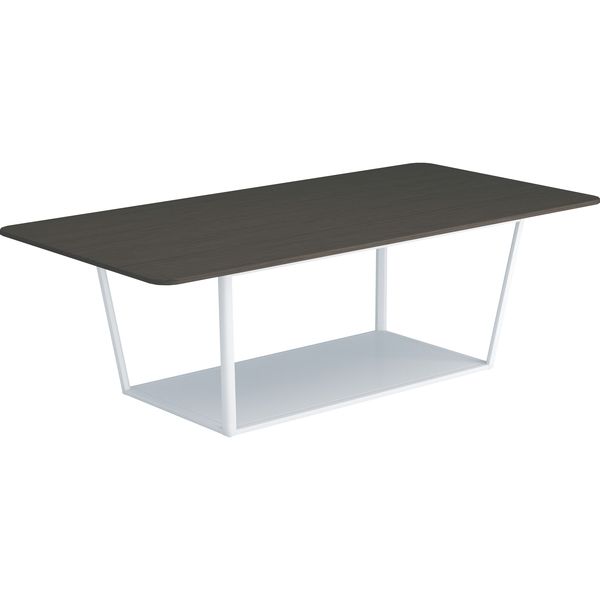 【組立設置込】コクヨ リージョン ミドルテーブル T字脚 角形 白脚 メラミン天板 幅2400×奥行1200×高さ720mmチャコールダークグレー1台（直送品） コクヨ