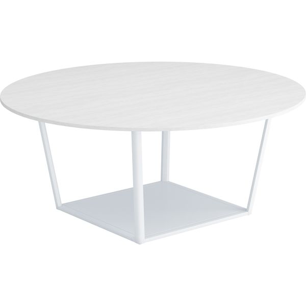 【組立設置込】コクヨ リージョン ミドルテーブル 円形 白脚 メラミン天板 幅1800×奥行1800×高さ720mm グレインドホワイト 1台（直送品）