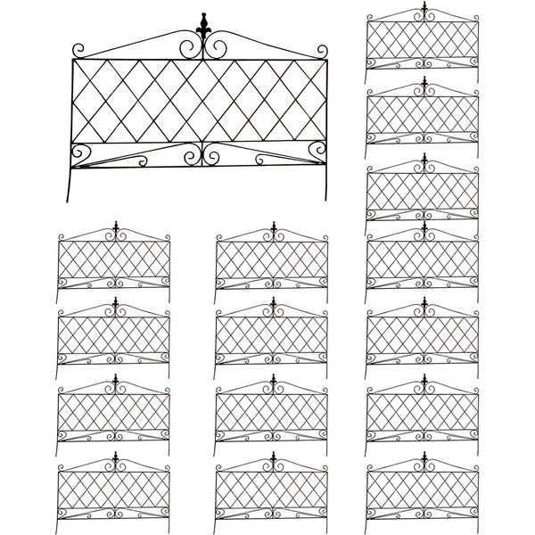 住まいスタイル アイアンフェンス 幅945×高さ700mm ブラック JF092599-16 1セット（16枚入）（直送品）