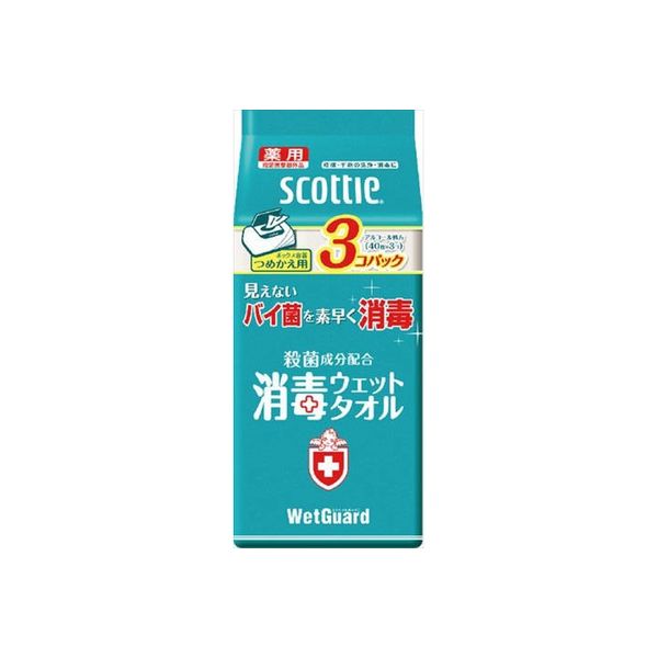 日本製紙クレシア スコッティ消毒ウェットボックス替え40枚×3P 4901750774226 1セット（12個）（直送品）