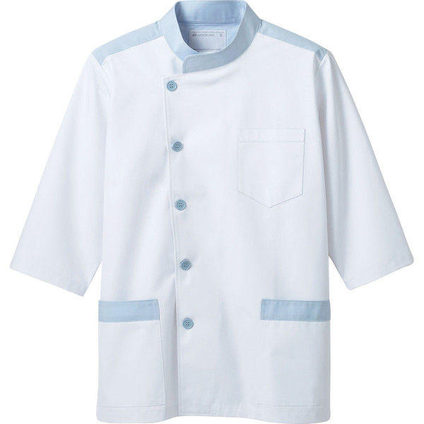 住商モンブラン MONTBLANC（モンブラン） 調理衣 兼用 7分袖 白/ブルー LL 1-591 1枚（直送品）