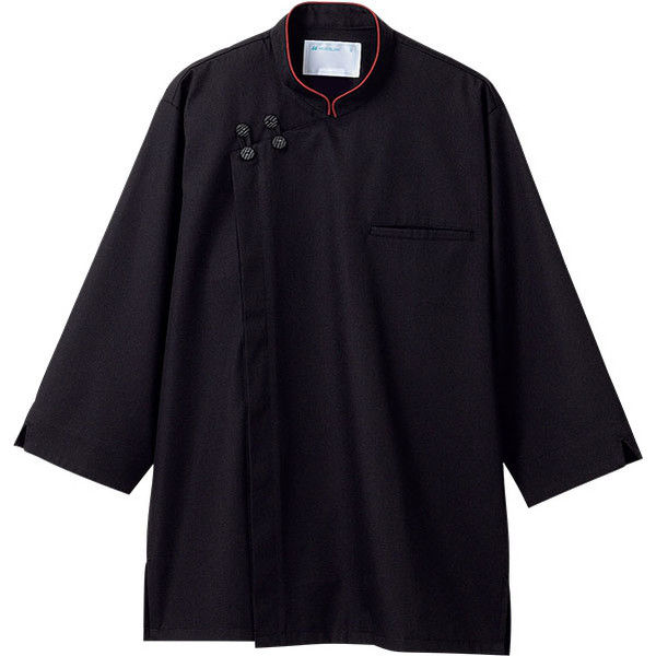 住商モンブラン MONTBLANC（モンブラン） 調理シャツ 兼用 7分袖 黒/エンジ S 2-623 1枚（直送品）